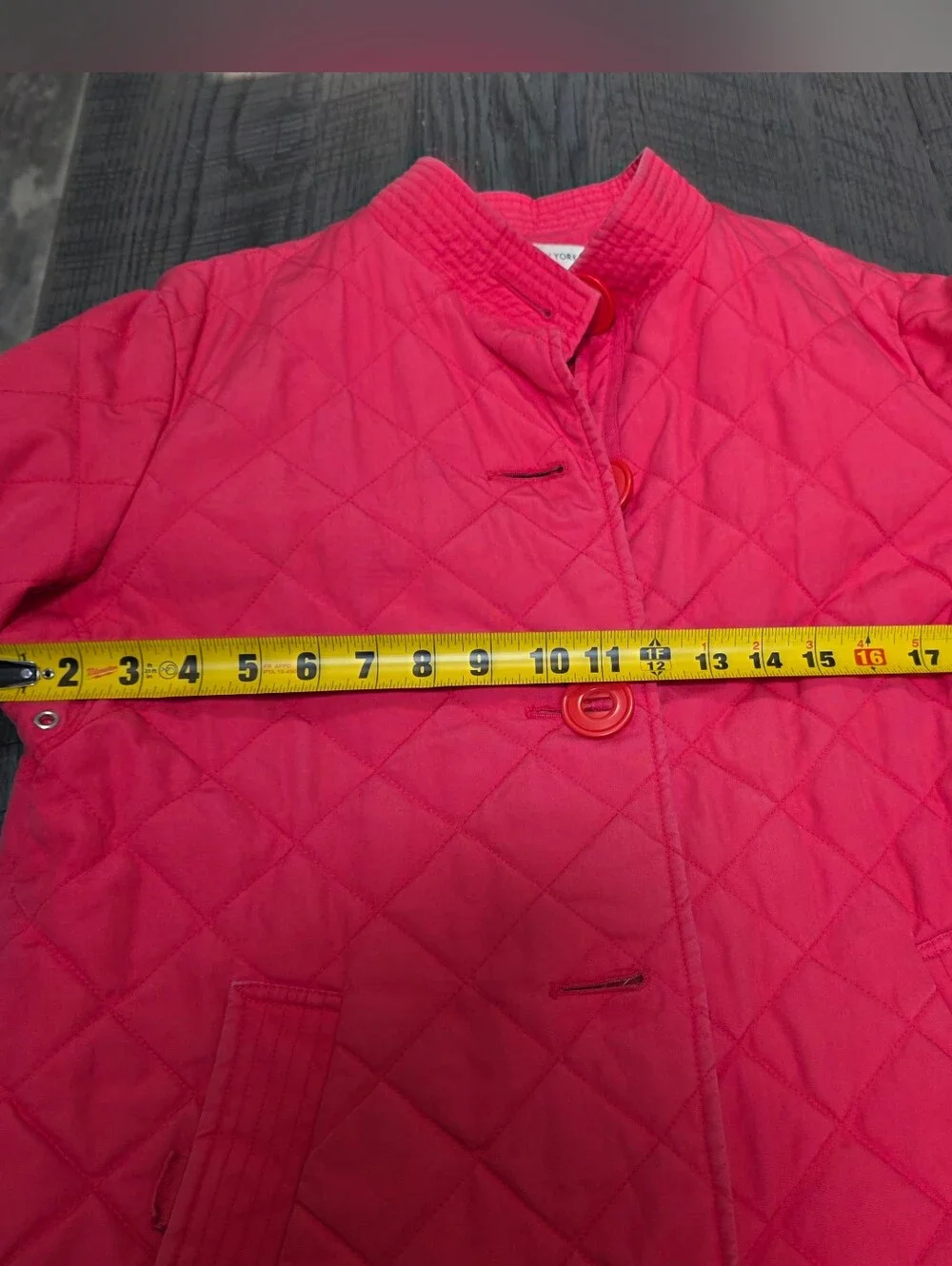 Jones New York Quilted Cotton Button-Front Jacket in Coral Pink (Sz:M)